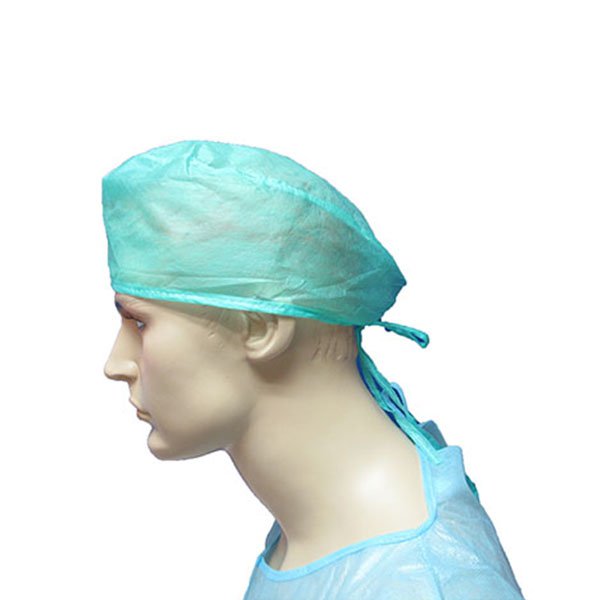 Одноразовая кепка из нетканого материала ручной работы с завязками на спине